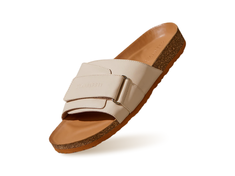 Cork Slides : Tan-White