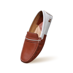 Color Block Loafers : White-Tan